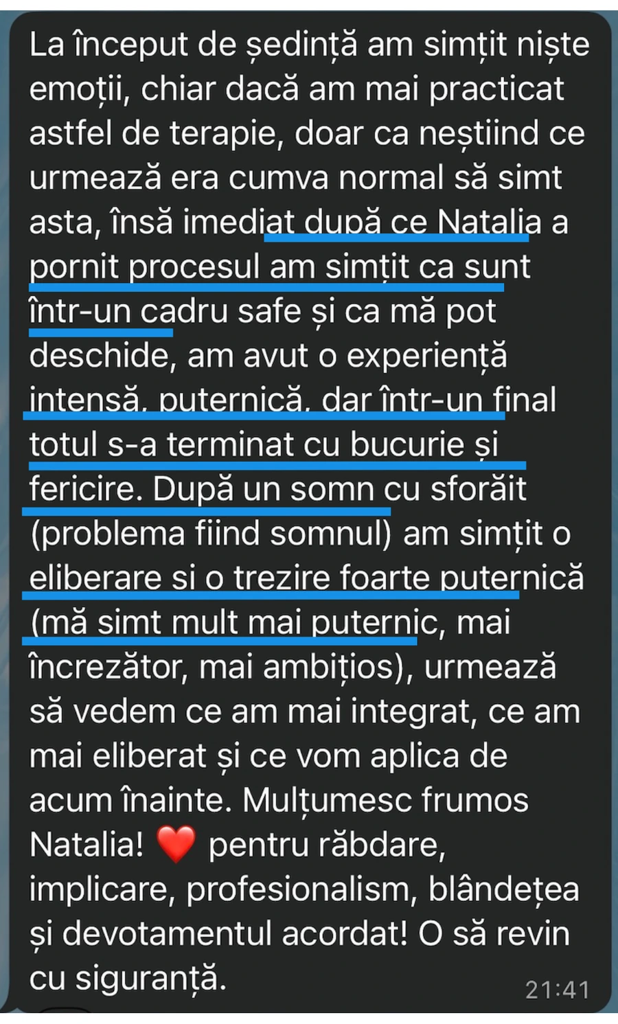 Mesaj de la client — Probleme cu somnul