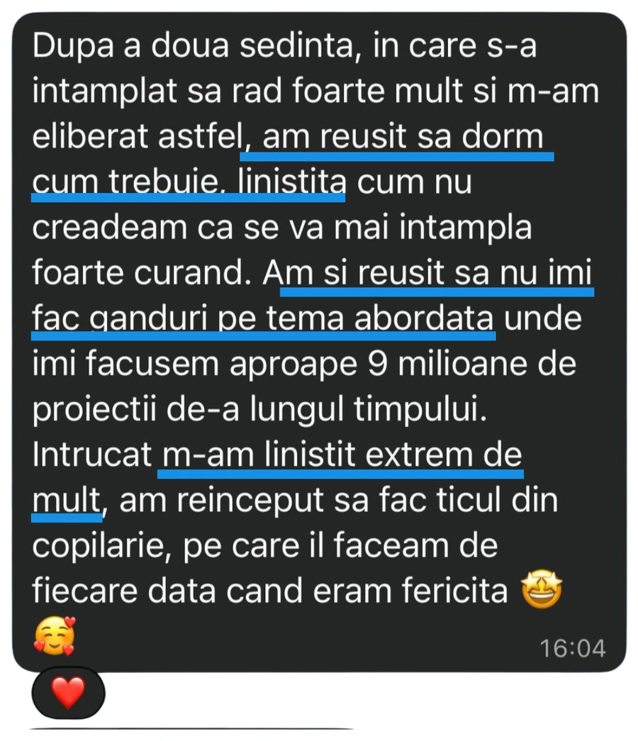 Mesaj de la client — Insomnii și frica de a avea copii